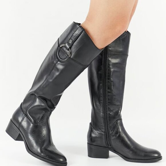 Alfani Women Bexleyy Mid Calf Ridding Boots, Black (Genuine Leather) - Picture 1 of 8